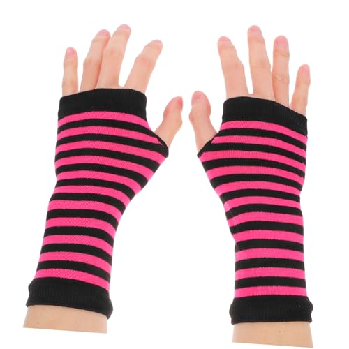 FRCOLOR 2sets Boys and Girls Knitted Striped Socks and Gloves Set Comfortable Arm Warmers and Cozy Accessories for Soft and Adorable Design Light and Stripes4