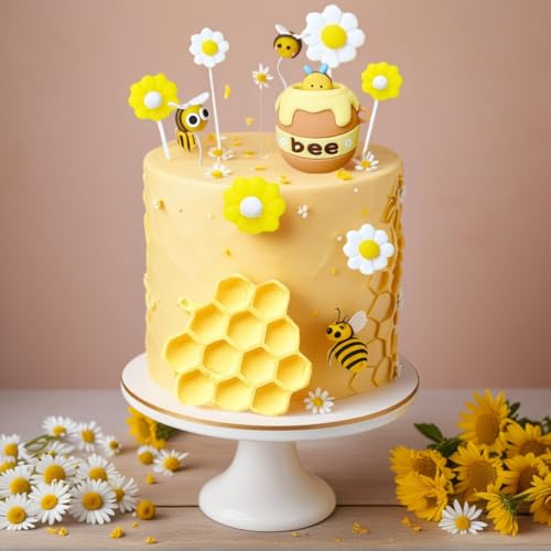 Bee Kuchendekoration Biene Kuchen Topper Niedliche Bienen Kuchen Dekorationen Honig Kamm Dekorationen Bienen Cupcake Toppers für Baby Dusche Geburtstag Brautdusche