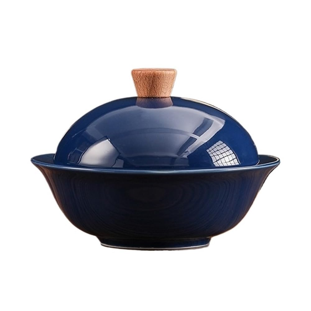 Desk Decor Ashtray Round with Lid Ceramic Material for Living Room Office Desktop Solid Color Office(Blue)