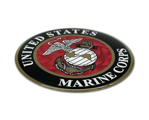 Image of Elektroplate US Marine Corps Crest Premium Reflective Car Decal 3.25 inch | Officially Licensed USMC, Weatherproof Automotive Grade Metallic Domed Sticker - Water Bottle, Laptop & More; Made in the USA