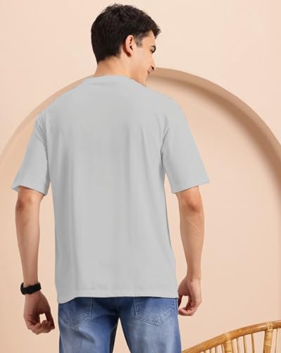 Image of AUSK Mens Loose Fit Oversized Printed Cotton T-Shirts Half Sleeve Drop Shoulder Men Tshirt