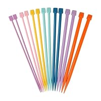 Colorful Knitting Needles Set - 25cm/9.8in Straight Needles for Kids & Beginners - 14-Piece Starter Kit with Sizes Ranging from 4.0mm to 10mm - Single Point Plastic Needles