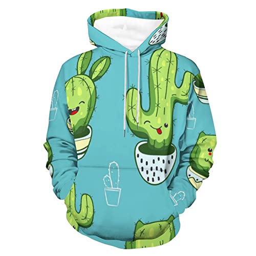 Sweat à capuche cactus vert avec impression 3D thermique et douce