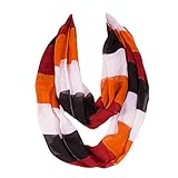 Kingree Fashion Pattern Premium Soft Loop Infinity Scarf Strip Series, Black/Orange/Wine Red/White