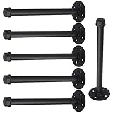 10 Inch Industrial Black Iron Pipe Shelf Brackets, Set of 6 Rustic Wall Mounted DIY Shelving Brackets Hanging Custom Pipe Brackets Coated Finish Floating Shelf Bracket with Hardware