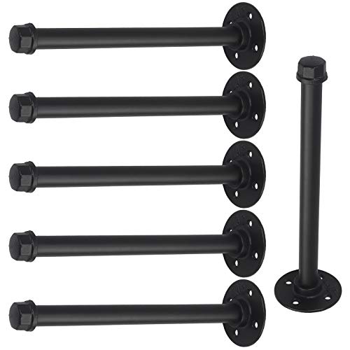 10 Inch Industrial Black Iron Pipe Shelf Brackets, Set Of 6 Rustic Wall Mounted Diy Shelving Brackets Hanging Custom Pipe Brackets Coated Finish Floating Shelf Bracket With Hardware #TOP27