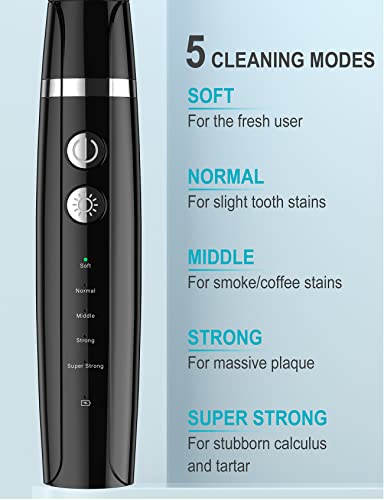 Electric Teeth Cleaning Tool For Home Tooth Care, 5 Modes, Usb Rechargeable, 2 Replacement Heads, Led Light, Portable Teeth Cleaner Kit For Beginner #TOP3