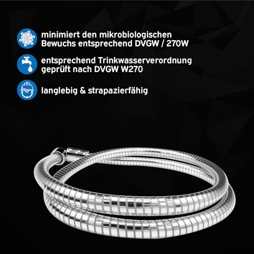 kör4u Brauseschlauch chromflex 1,60 m, Sechsschichtiger Design-Kunststoff-Schlauch, knickfest, Duschschlauch, reinigungsfreundlich - Made in Germany
