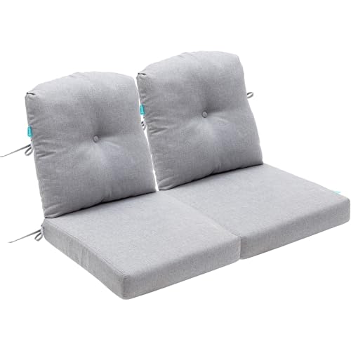 Image of QILLOWAY Outdoor Chair Cushion Set with Strings,Replacement Outdoor Cushions for Patio Furniture.Gray,Whhite-Sets of 2
