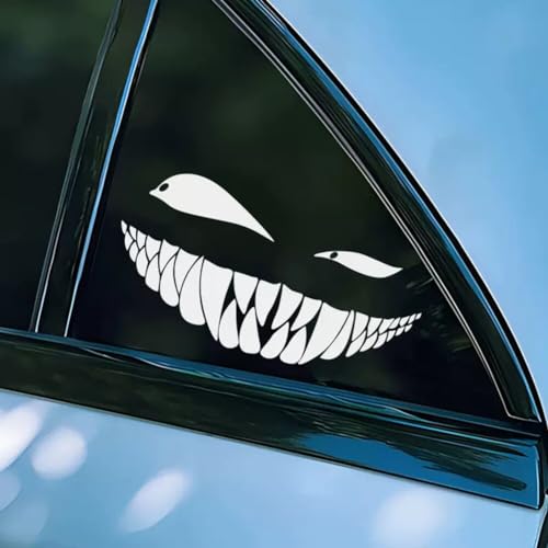 Image of Reflective Sticker for Car Vinyl Racing Oblique Eyes Bad Smile Decal for Golf Cart Off-Road Vehicles Motorcycles Bike Skateboard DIY Decoration, 1Set 6.3in, Colorful