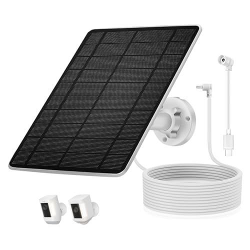 5W Solar Panel for Camera，Compatible with Spotlight Cam/Pro/Plus Battery,IP66 Waterproof, 13ft Cable White