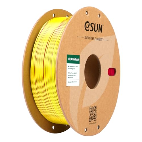 Image of eSUN Silk Mystic PLA Filament 1.75mm, Shiny Silk Three Color Co Extrusion 3D Printer Filament, 1KG (2.2 LBS) Spool 3D Printing Color Change Filament for 3D Printers,Red Yellow Blue