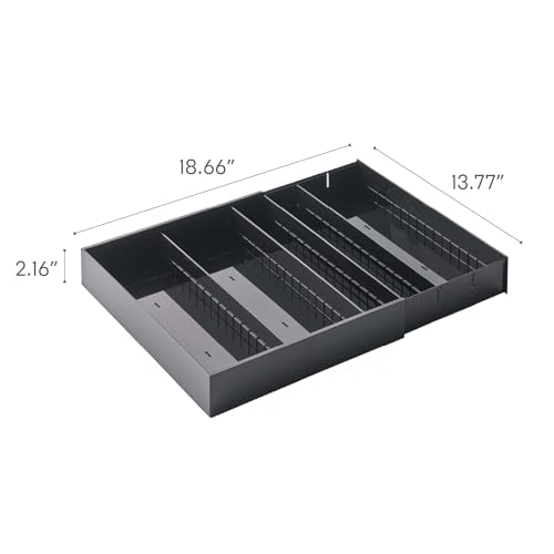 Range-couverts diagonale extensible pour tiroir étroit YAMAZAKI Tower 5416 noir - 8