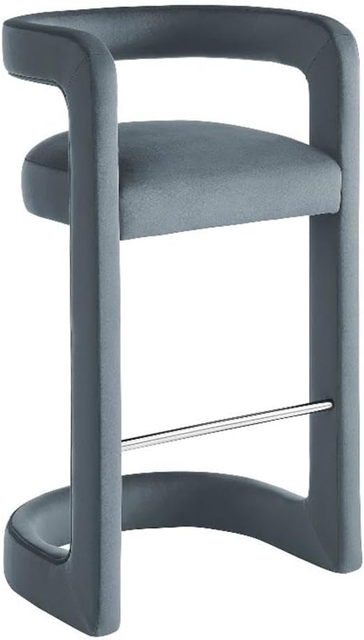 Modway Winslow Performance Velvet Bar Stool in Cadet Blue