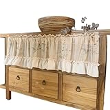 Generisch Kurze Vorhänge Rüschengardine mit Blumenmuster im Shabby-Chic-Stil, kleine Fenstergardine Landhausstil, Küchengardine for Schlafzimmer(Rod Pocket,1Pc W65xH70cm)