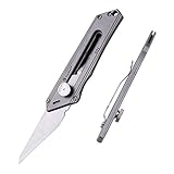 TACRAY Box Cutter Knife, Pocket Knife Titanium Handle, Utility Clip Knife with Retractable/Replaceab