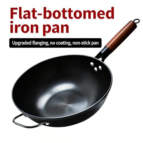 Wok de acero al carbono con tapa y fondo plano 12.6 in miniatura 4