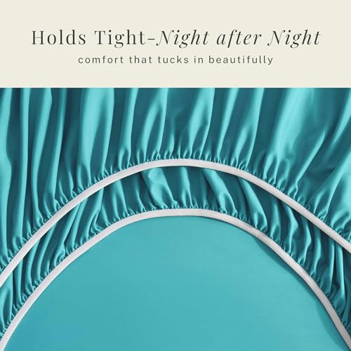 Image of Hearth & Harbor Extra Deep Pocket Sheets - Fits Mattress 18-24 Inches Deep - Extra Deep Pocket Twin XL Sheets Sets - 4 Piece Twin XL Size - Teal