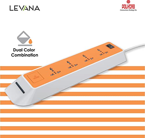 Image of Polycab 4-WAY EXTENSION BOARD WITH SURGE PROTECTION 4 Socket Extension Boards (Multicolor, 3 m)