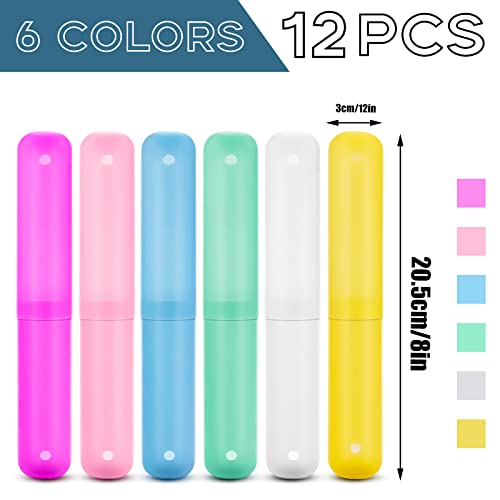 Isusser Pack Of 12 Plastic Toothbrush Case, 6 Color Portable Dust-Proof Toothbrushes Holder For Inside And Outside #TOP1