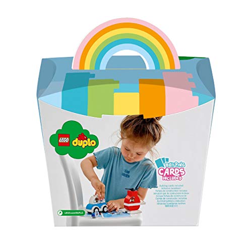 LEGO 10957 Duplo Helicóptero de Bomberos y Coche de Policía con Perrito, Vehículos de Juguete para Niños Bebés de 1.5-2 Años o Más