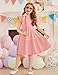 Arshiner Toddler Girls Dress Cute Pink Flutter Sleeve Party Swing Tiered Sundress Outfit for Little Girls for 6-7 Years