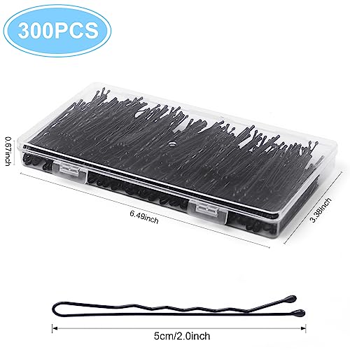 Bobby Pins 300 Pcs, Bobby Pins Black 2Inches, Fosvrde Reusable Invisible Wave Non Slip Hair Pins, for Girls, and Women, Bulk With Storage Box