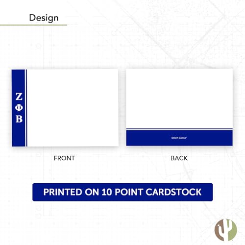 Image of Desert Cactus Zeta Phi Beta 10 Pack Notecards ZPB ZPhiB Divine 9 Stationery Cardstock Includes Envelopes Memo Party Thank You (Notecard Design E)