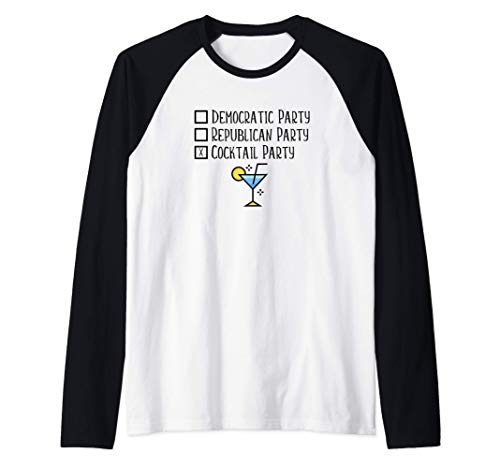 Democratic Party Republican Party Cocktail Party Alcohol Camiseta Manga Raglan