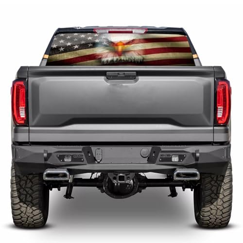 Image of Rear Window Decals for Trucks - 65x22 in Back Window Decals Fit Most Pickup Trucks SUV, Vinyl American Flag Back Window Decal for Car Personalized Decoration - Eagle Decal-3