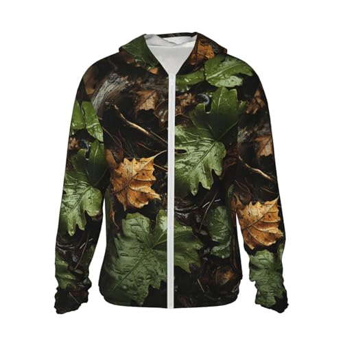 Men's Sun Protection Shirts Leaves Wet by Rain Long Sleeve Sun Shirt for Fishing Running Hiking Swim