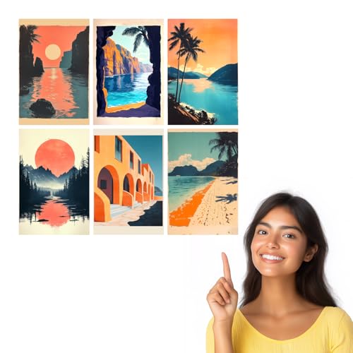 Image of SiddArtify Coastal Wall Art Prints Set - Tropical Beach Poster Decor for Living Room Bedroom Office - 12x18 inch Board Pack of 6