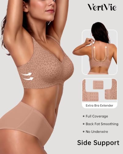 Image of Vertvie Seamless Jelly Bra No Underwire Supportive Bralette | Wireless, Full Coverage, Push Up, Scalloped V-Neck, Buttery Soft & Invisible under T-shirts for Everyday Oder Women's Comfort