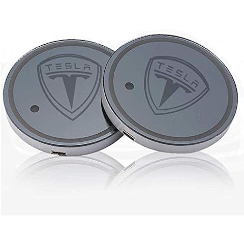CoolKo LED Car Cup Holder Mat Pad Waterproof Bottle Drinks Coaster Built-in Light Compatible with Tesla Model X S 3 Y (Multicolor) Cover