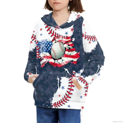 Image of WELLFLYHOM Boys Hooded Sweatshirts Hoodie Pullover Cool Graphic Crewneck Blouses Size 6-16