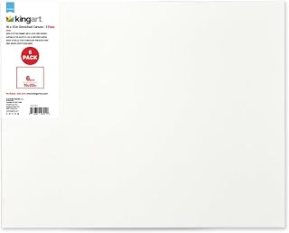 KINGART White 16" x 20" Stretched Artist Canvas, Pack of 6, Gesso Primed - 100% Cotton Rectangular Canvases, 5/8" Profile, Art Supplies for Oil and Acrylic Painting
