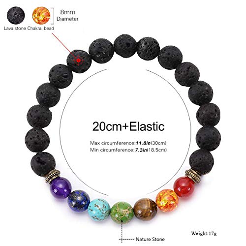 CASDAN 2-14 Pcs 8mm Lava Stone Bracelet for Women Men 7 Chakra Aromatherapy Essential Oil Diffuser Bracelet Natural Stone Beads Yoga Bracelet4