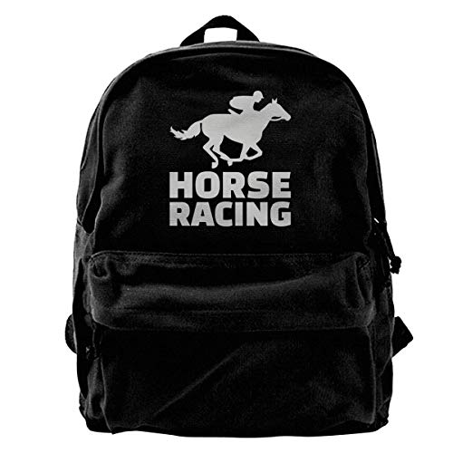 Zaino di Tela, Horse Racing Vintage Unisex Canvas Shoulder Bag Travel Backpack School Bags Cover