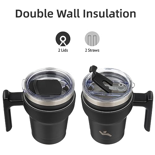 Image of Konokyo 10 oz Tumbler with Handle and Straw, Insulated Travel Mug