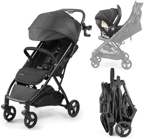 Ingenuity 3Dquickclose CS+ Compact Fold Stroller – Lightweight Stroller with Oversized Canopy, Extra-Large Storage and Compact Fold, Black