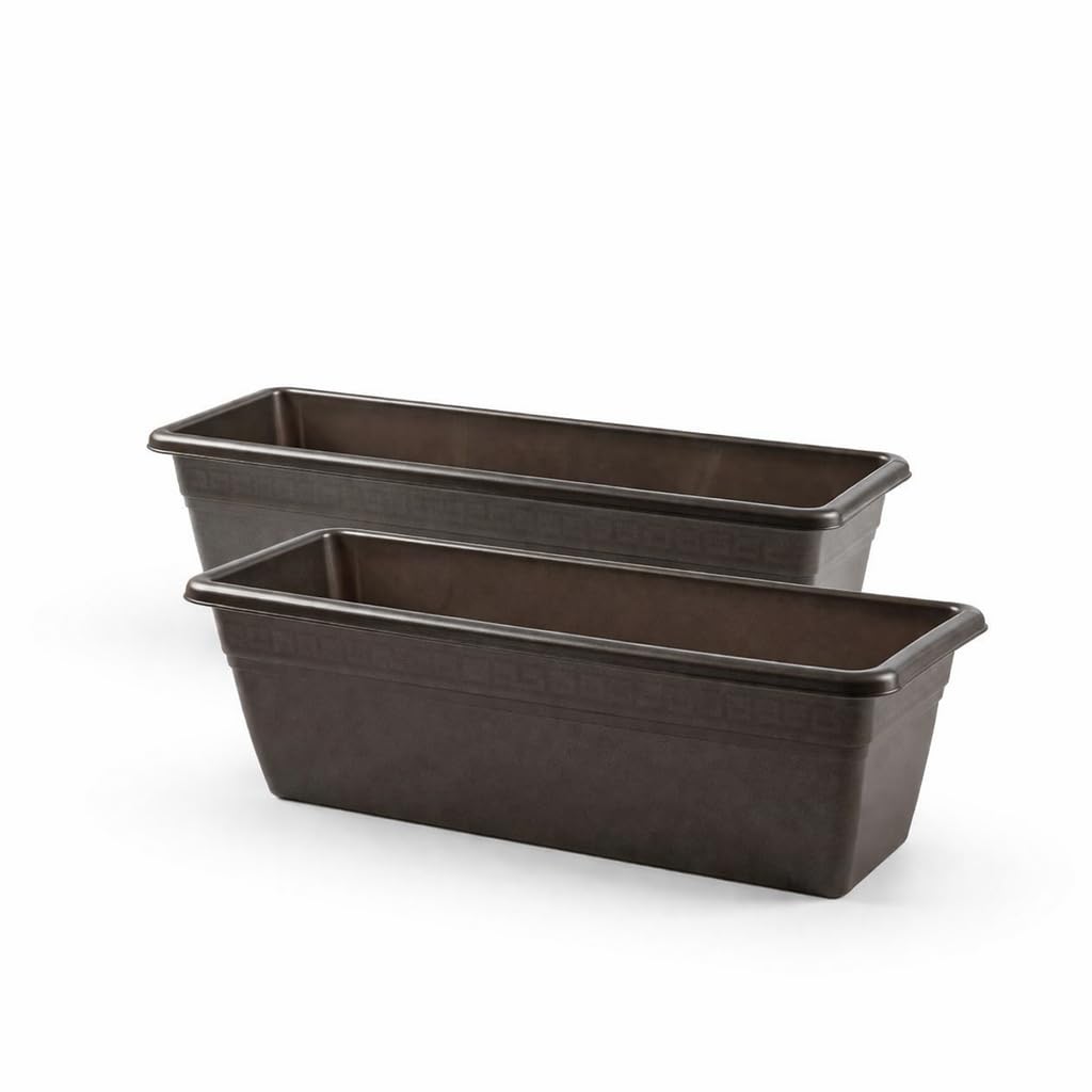 Muddy Hands Anthracite Pack Of 2 - Garden Trough Planters Rectangular Window Box Flower Herb Vegetable Plant Pots Outdoor Balcony Patio Planters (, 50Cm)