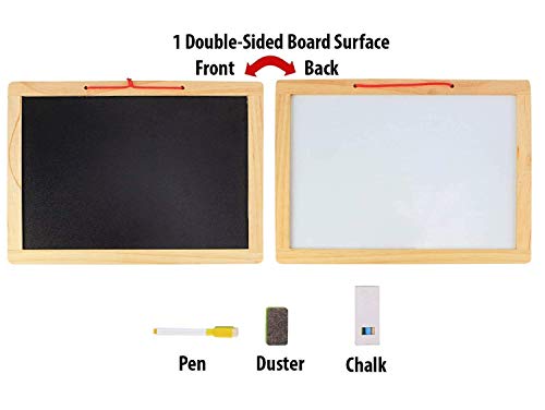 Image of PLUSPOINT Multifunctional Dry Erase Double Sided Marker & Chalk Board Magnetic White Board for Wall, Office, School, Home, Hanging Slate for Decoration /Planning /Kitchen Grocery List /Drawing /Memo