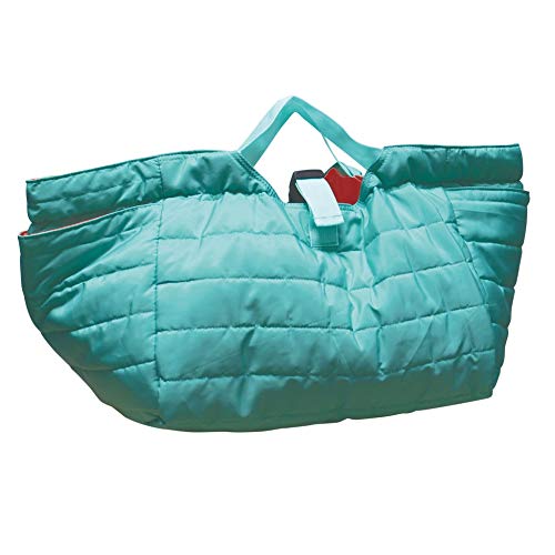 Time Concept Around Town Quilted Shoulder Bag - Turquoise/Pink - Double Handle Strap, Travel Tote