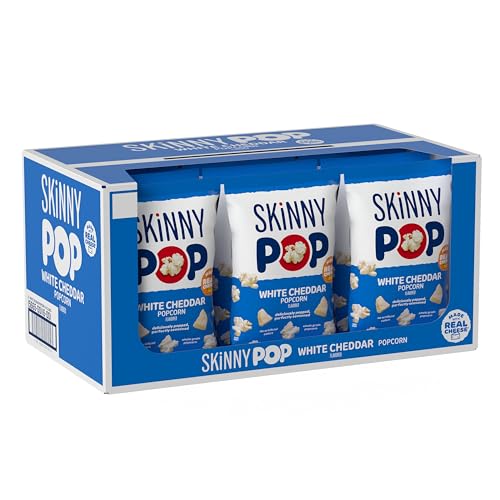 Image of SkinnyPop White Cheddar Popcorn, Whole Grain Gluten-Free Snacks, 4.4 oz Bags (12 Count)