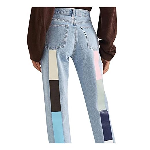 Dam jeans långa pojkvän tvättade jeans rakt block färg lapptäcke jeans byxor