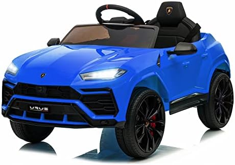 YOFE Kids Electric Ride On Car for Kids, 12V Licenced Lamborghini Kids Electric Vehicles with Remote Control, AUX, Spring Suspension, Music, LED Lights, USB Port, Foot Pedal (Blue)