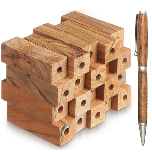 DoubleFill 20 Pcs Pre Drilled 7mm Olive Wood Pen Blanks for Woodturning Pen Turning Kit for Pen Making Supplies DIY Crafts 2 1/2 x 3/4 x 3/4