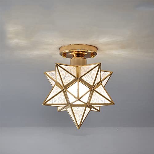 Mengjay Industrielle Vintage Metall Sterne Deckenleuchte，Semi-Flush Mount Deckenlampe E27,Pendelleuchte Retro Hängelampe,Retro Lampe für Wohnzimmer Schlafzimmer Büro (Gold)