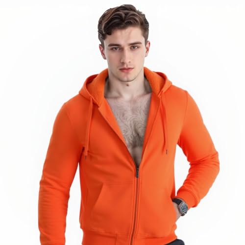 Image of LeeHanTon Men Fleece Jacket Lightweight Sherpa Fleece Jackets Zip Up Hoodie Lined Sweatshirt Coat with Pockets