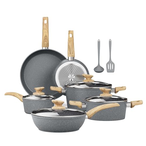 Kitchen Academy Induction Cookware Sets - 12 Piece...